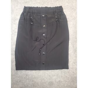 Women's Derek Lam For Design Nation M Black Drawstring Midi Utillity Skirt